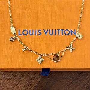 Louis Vuitton Gold Plated Necklace with Dustbag and Box